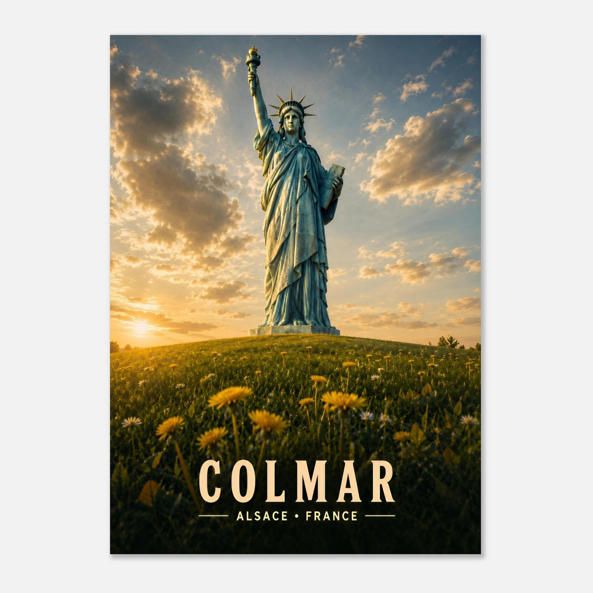 Statue de la Liberté au crépuscule, Colmar | Alsace