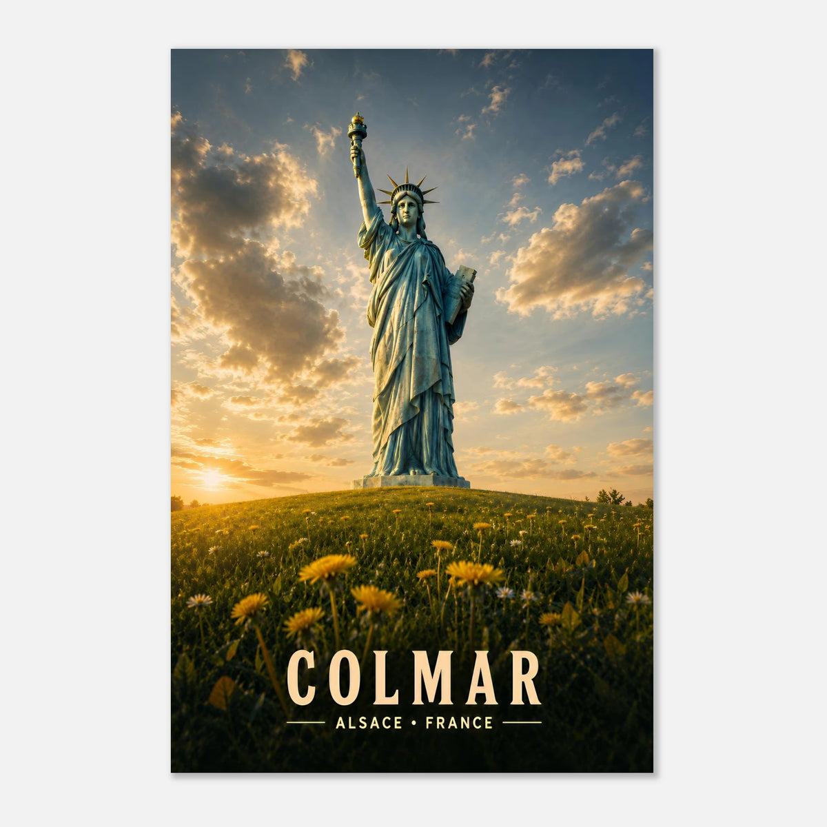 Statue de la Liberté au crépuscule, Colmar | Alsace